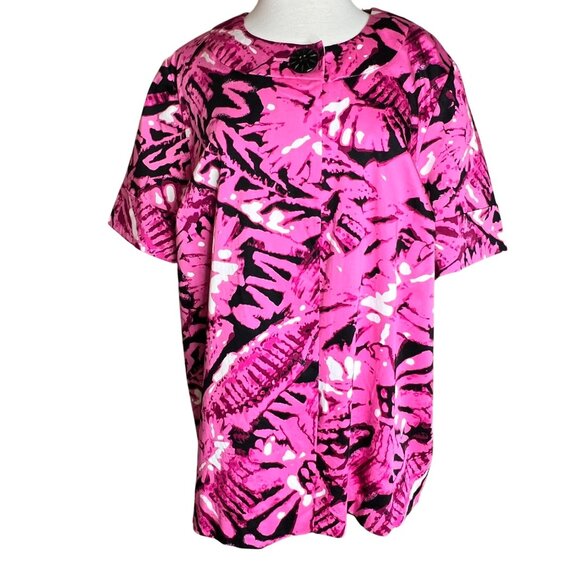 Liz & Me Platinum Collection18/20 IX Pink Black Abstract Short Sleeve Career NWT - Picture 1 of 9